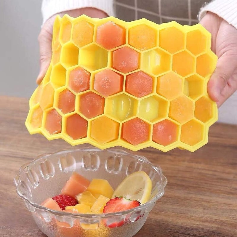KWQAP Honeycomb Ice Cube Tray Silicone Ice Cube Tray Small Ice Cube Molds with Ice Bucket for Whiskey Cocktail Coffee Soup Baby Food Multicolor - Image 4