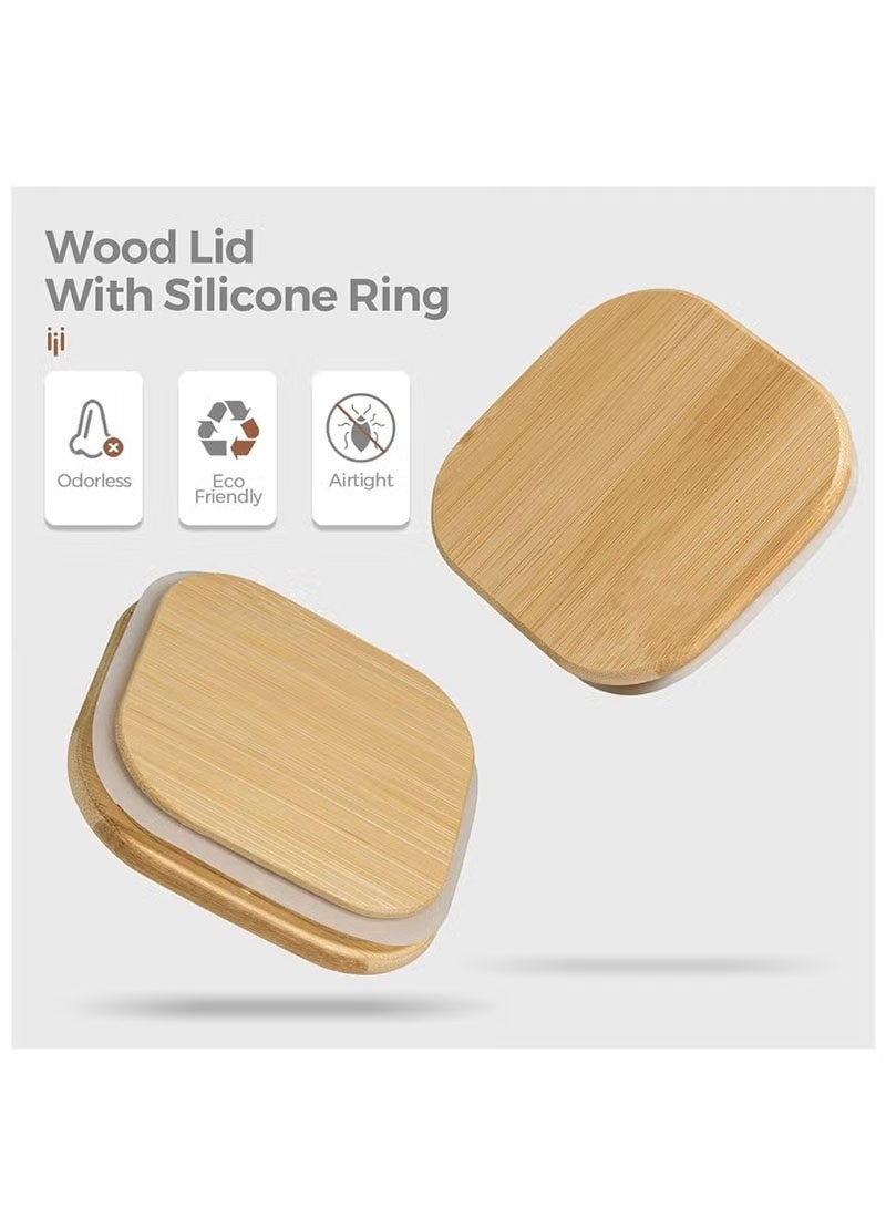 توبيتش برطمان توابل سعة 1200 مل، 4 قطع برطمانات زجاجية، برطمانات محكمة الإغلاق مع أغطية خشبية، حاويات تخزين زجاجية لتخزين الأطعمة في المطبخ - Image 4