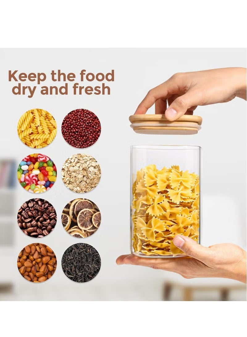 توبيتش برطمان توابل سعة 1200 مل، 4 قطع برطمانات زجاجية، برطمانات محكمة الإغلاق مع أغطية خشبية، حاويات تخزين زجاجية لتخزين الأطعمة في المطبخ - Image 5