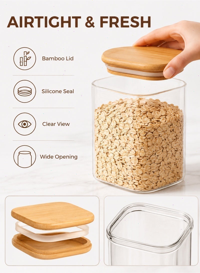 Topyich 1200ML Spice Jar, 4PCS Glass Jar, Airtight Jar Container with Wooden Lids， Glass Storage Containers for Kitchen Food Storage - Image 3