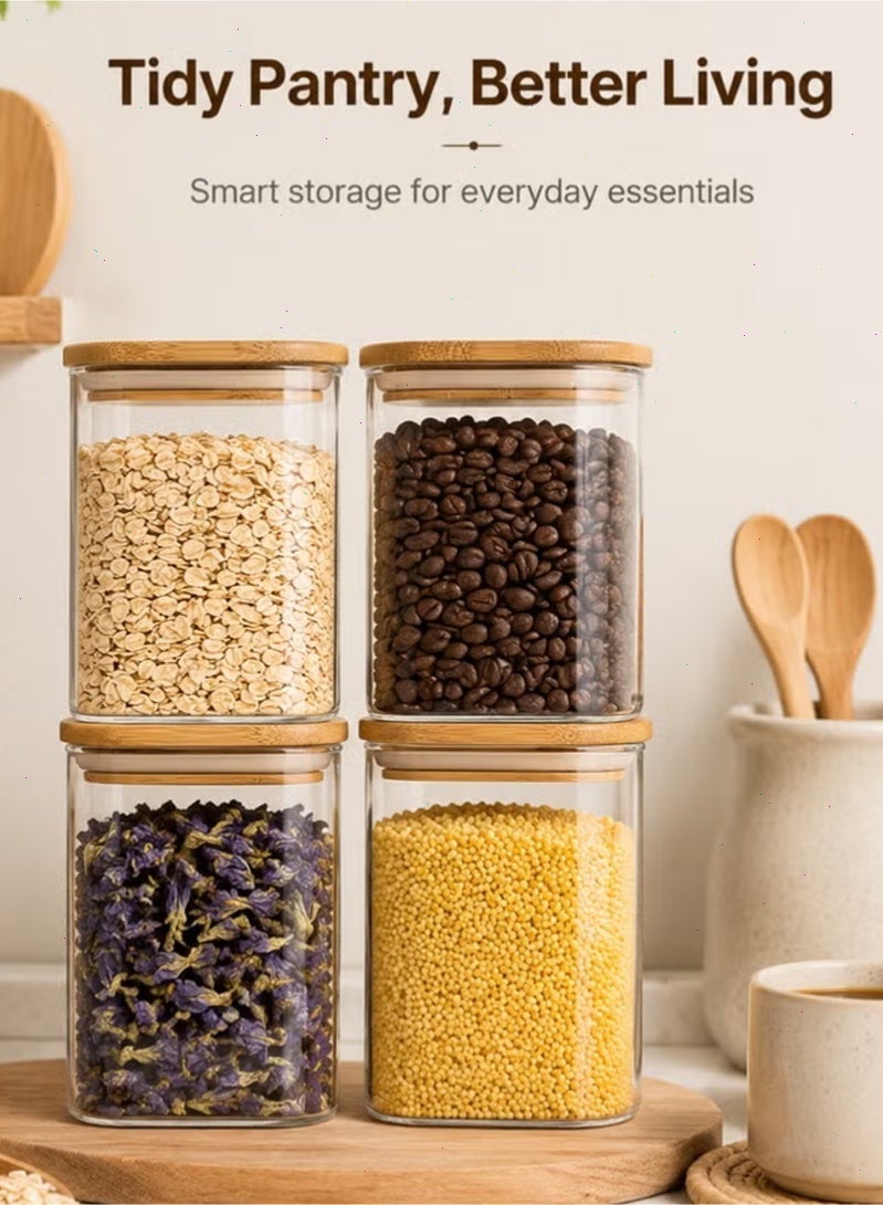 Topyich 1200ML Spice Jar, 4PCS Glass Jar, Airtight Jar Container with Wooden Lids， Glass Storage Containers for Kitchen Food Storage - Image 5