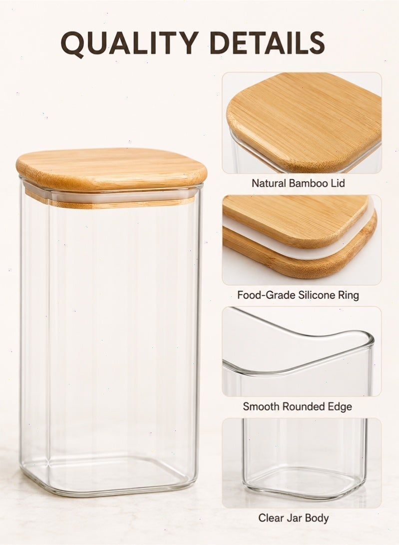 Topyich 1200ML Spice Jar, 4PCS Glass Jar, Airtight Jar Container with Wooden Lids， Glass Storage Containers for Kitchen Food Storage - Image 4