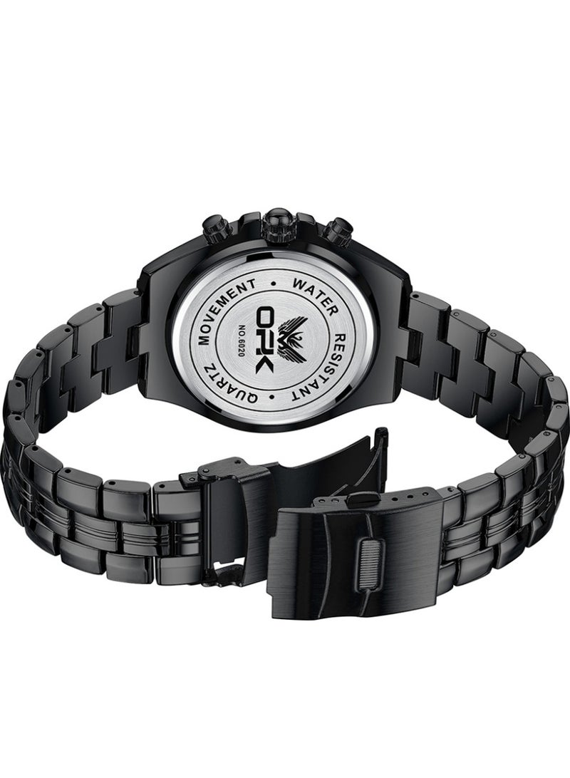 OPK Watches for Men Stainless Steel Waterproof Luminous Analog Quartz Date Wrist Watch Stylish Casual Multifunctional Men's Watch Black/White Dial - Image 5