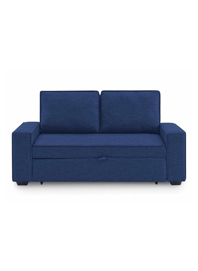 DANUBE HOME Lianna Blue Sofa Bed With Pull-Out Bed And Folding Back, Convertible Sleeping Sofabed, 2-Seater, Solid Pattern, Indoor Use, Straight Arms L176Xw103Xh87Cm - Blue  - Image 2
