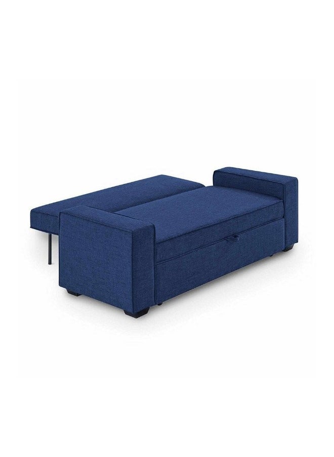 DANUBE HOME Lianna Blue Sofa Bed With Pull-Out Bed And Folding Back, Convertible Sleeping Sofabed, 2-Seater, Solid Pattern, Indoor Use, Straight Arms L176Xw103Xh87Cm - Blue  - Image 5