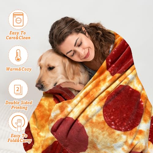 Bcareself Pizzas Blanket Adult Kdis Size 2.0 Double Sided Funny Realistic Food Personalized Throw Blanket Novelty Gift for Everyone Soft Pepperoni Pizzas Blanket Soft Flannel 60 inches - Image 2