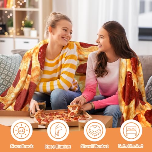 Bcareself Pizzas Blanket Adult Kdis Size 2.0 Double Sided Funny Realistic Food Personalized Throw Blanket Novelty Gift for Everyone Soft Pepperoni Pizzas Blanket Soft Flannel 60 inches - Image 3