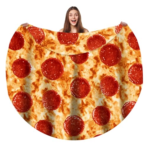 Bcareself Pizzas Blanket Adult Kdis Size 2.0 Double Sided Funny Realistic Food Personalized Throw Blanket Novelty Gift for Everyone Soft Pepperoni Pizzas Blanket Soft Flannel 60 inches - Image 1
