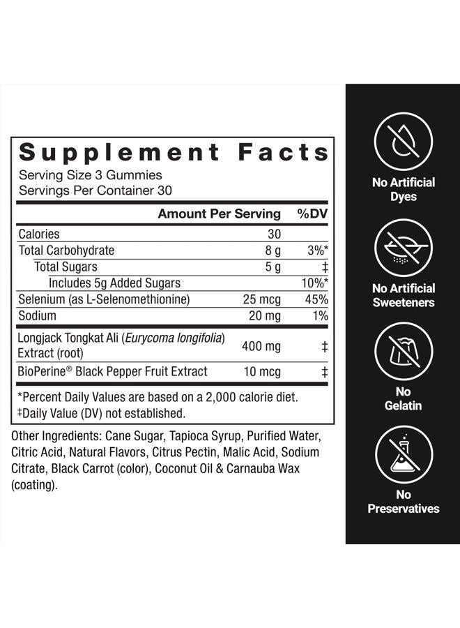 Force Factor Longjack Tongkat Ali Gummies, Tongkat Ali for Men to Support Male Vitality and Drive, 400mg Tongkat Ali with BioPerine, Mixed Berry Lemonade, 90 Gummies - Image 5