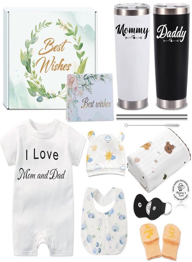 AYWOHA 14PCS New Mom Gifts for Women, Gender Reveal Gifts, Pregnancy Gifts for New Parents Expecting Mom, Baby Shower Gifts for Mom to Be, Pregnancy Gifts with 20 OZ Mom and Dad Tumbler for First Time Moms - Image 1