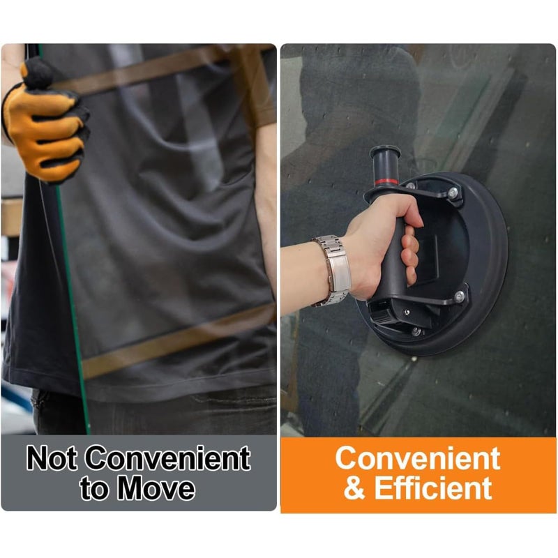 يُسلِّم قطعتان من أكواب الشفط شديدة التحمل مقاس 8 بوصات، لرفع البلاط الزجاجي الكبير والرخام، رافعة شفط صناعية تعمل بالشفط الفراغي، مع مقبض لرفع الزجاج، سعة تحميل 240 رطلاً - Image 5