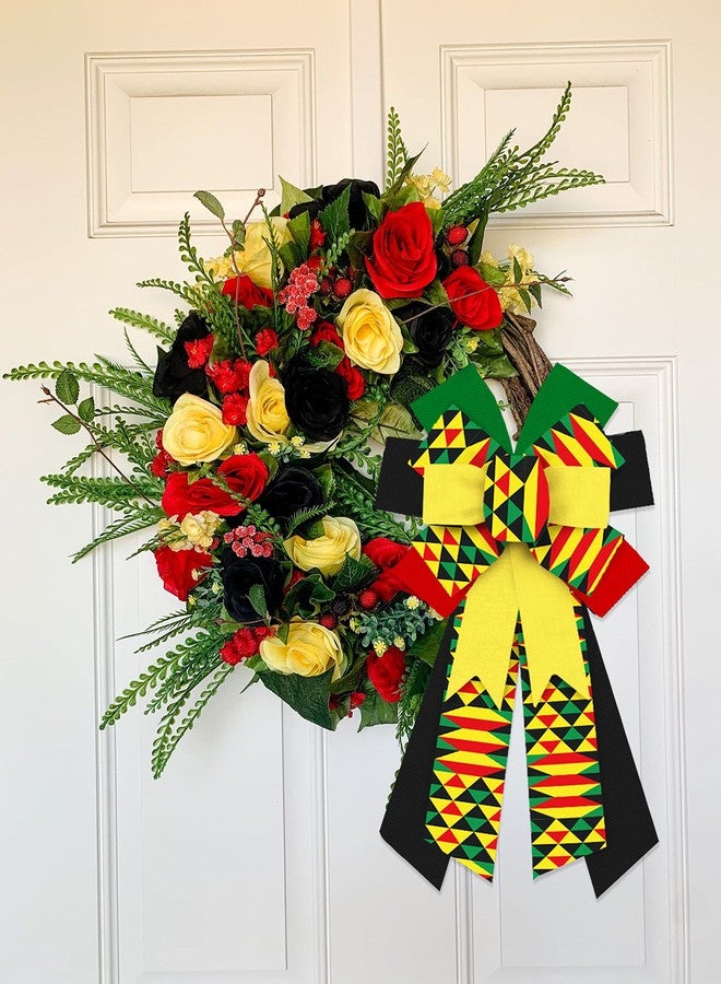 Hying Large Kwanzaa Wreath Bows for Front Door Decor, African American Burlap Bow Black History Month Craft Bows for Wreath Trees Juneteenth Decorations Supplies - Image 5
