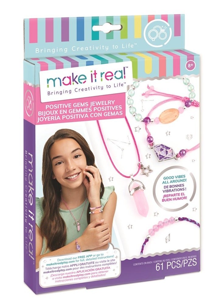 Make It Real Make it Real Positive Gems Jewelry DIY Kit 61pcs For Ages 8+  - Image 1