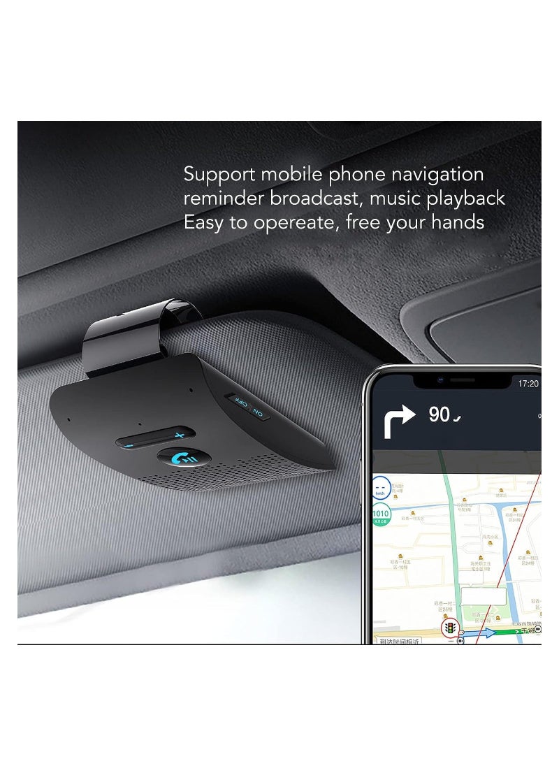 Y&D - Car Bluetooth Handsfree Speakerphone Voice Guidance 5.0 Receiver with Back Clip Auto Power On Off Black - Image 1