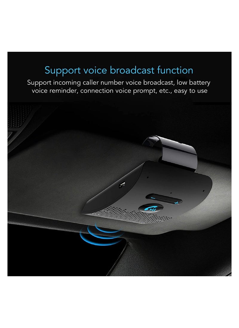 Y&D - Car Bluetooth Handsfree Speakerphone Voice Guidance 5.0 Receiver with Back Clip Auto Power On Off Black - Image 1