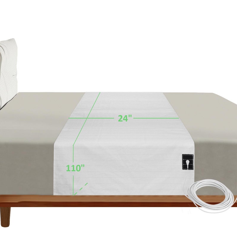 Merisky Grounding Sheets Grounded Half Flat Sheet 24x110 Fit All Bed Sizes Conductive Sheets with Cord Clips Earth Connected Sheet for Improved Sleep CottonSilver FiberWhite 1 Pack