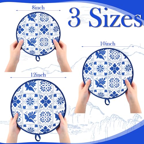 Honeydak 2 Pcs 12 Inch Tortilla Warmer Pouch Microwavable Insulated Cloth Pouch Blue Mexican Talavera Tortillero Fabric Tortilla Keeper Taco Holder for Tortillas Tacos Naan Pizza Rolls - Image 3