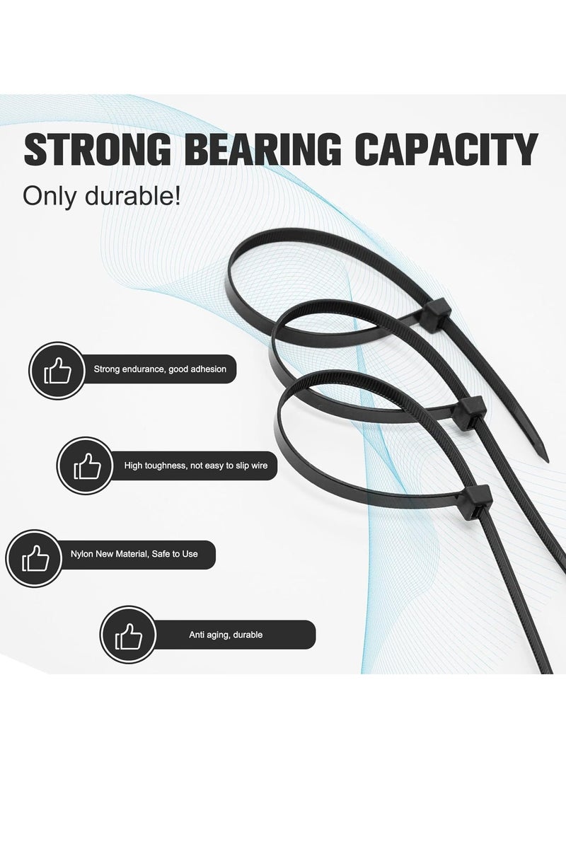 Cable Tie (3.6x250mm, 100 Pieces, Black)|Heat Resistant Nylon Cable Zip Ties |Self-Locking Cable Organizer | Anti - Slip Wire Organizer | For Indoor & Outdoor Use - Image 2