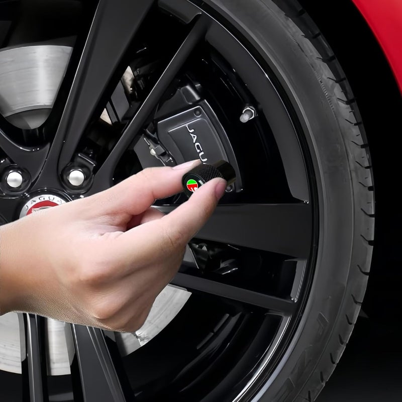 JULOPO غطاء صمام إطار عجلة السيارة المتوافق مع جاكوار XE وXEL وXF وXFL وXJ وF-PACE وF-Type، أغطية هواء الإطارات، شعار سيارة كبير، مادة معدنية - Image 4