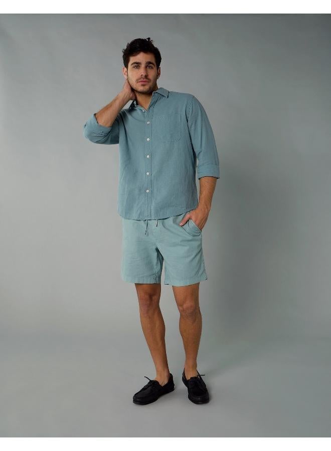 American Eagle AE Flex 8" Lived-In Linen-Blend Trekker Short - Image 1