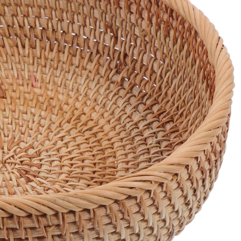 Natural Rattan Woven Basket Medium Round 23x9 Inches for Kitchen Dining Fruit Bread Storage - Image 4