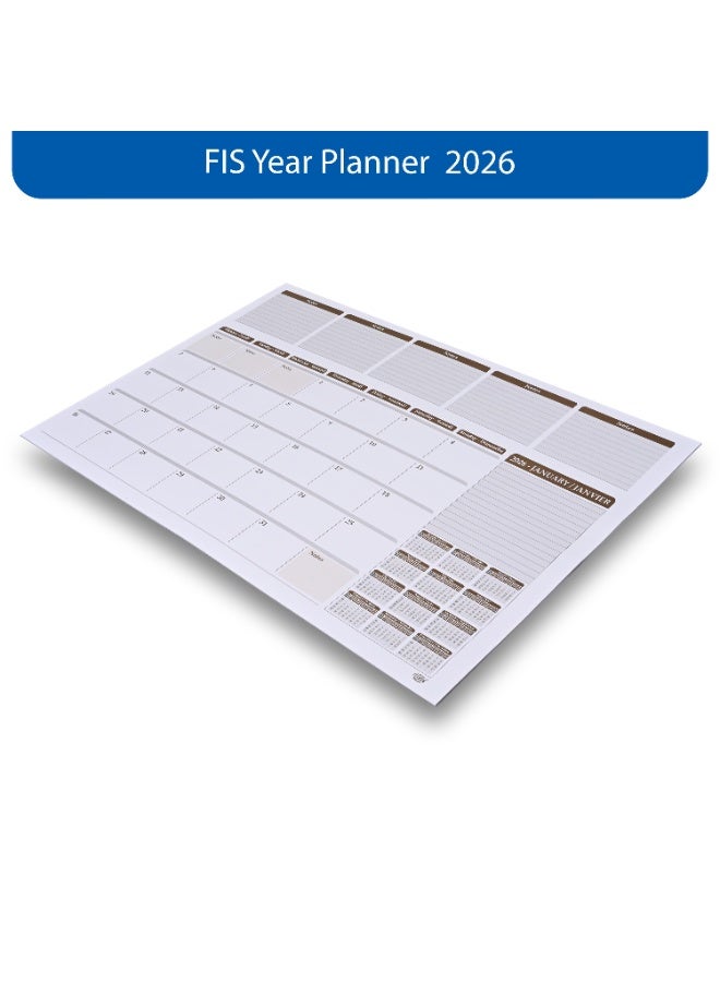 FIS مخطط السنة 2026 - لوحة مكتب خضراء من PVC، 490x340 مم، 12 ورقة شهرية، ثنائية اللغة (إنجليزية/فرنسية)، مثالية للاستخدام على المكتب، ملاحظات يومية وتذكيرات - FSDK2EF26GR - Image 2