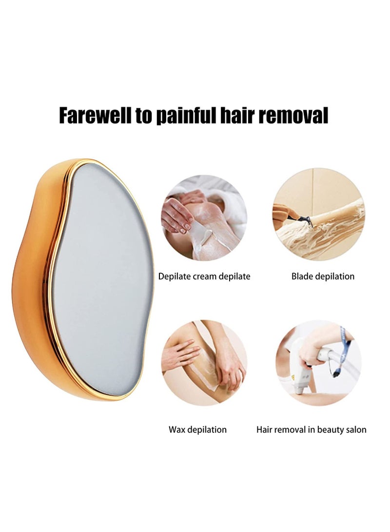 كاست ويف ممحاة شعر كريستالية حقيقية، ممحاة إزالة الشعر السحرية، أدوات إزالة شعر كريستالية غير مؤلمة، بشرة ناعمة وملساء، إزالة شعر كريستالية سريعة وسهلة للرجال والنساء (ذهبي) - Image 3