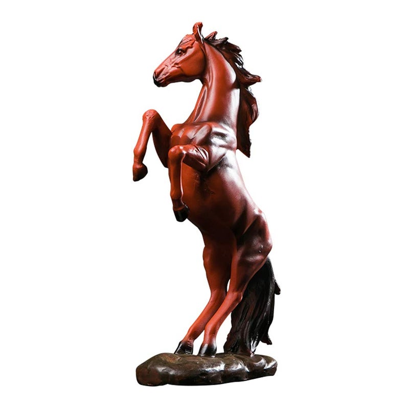 BetterUS better us Horse Statue Figurines - Resin Standing Fighting Horse Sculpture Home Office Decoration Tabletop Decor Ornaments (Red) - Image 4