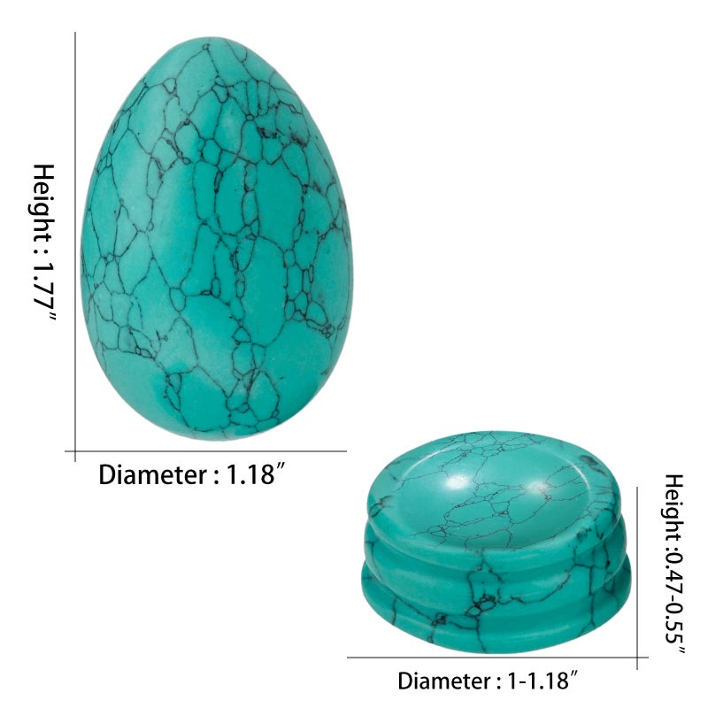 mookaitedecor Green Howlite Turquoise Crystal Egg Polished Gemstone Figurines with Stone Stand - Image 4