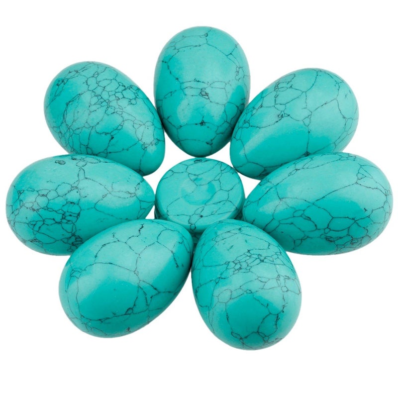 mookaitedecor Green Howlite Turquoise Crystal Egg Polished Gemstone Figurines with Stone Stand - Image 3