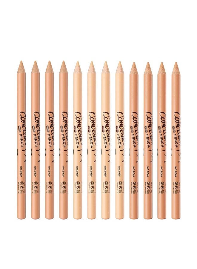 Zevni 12 Packs Wonder Concealer Pencil Tricolor Combination Makeup Contour Concealer Stick Highlighter Set Waterproof Full Coverage Foundation Concealer for Eye Dark Circles Spot Scar Tattoos - Image 1