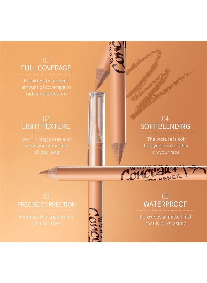 Zevni 12 Packs Wonder Concealer Pencil Tricolor Combination Makeup Contour Concealer Stick Highlighter Set Waterproof Full Coverage Foundation Concealer for Eye Dark Circles Spot Scar Tattoos - Image 2