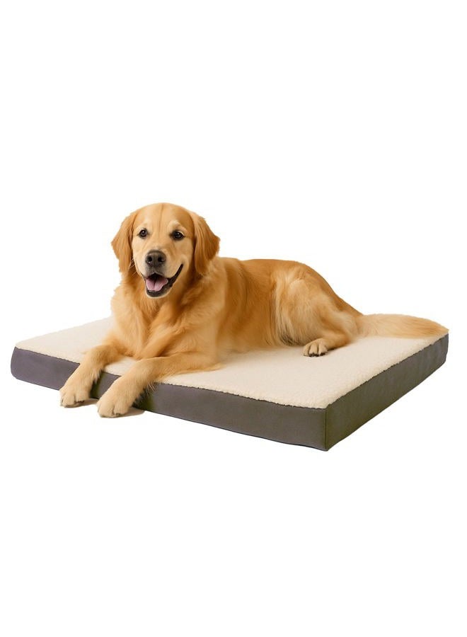 PETMAKER Orthopedic Dog Bed - 2-Layer 36x27-Inch Memory Foam Pet Mattress with Machine-Washable Sherpa Cover for Large Dogs up to 65lbs (Gray) - Image 1