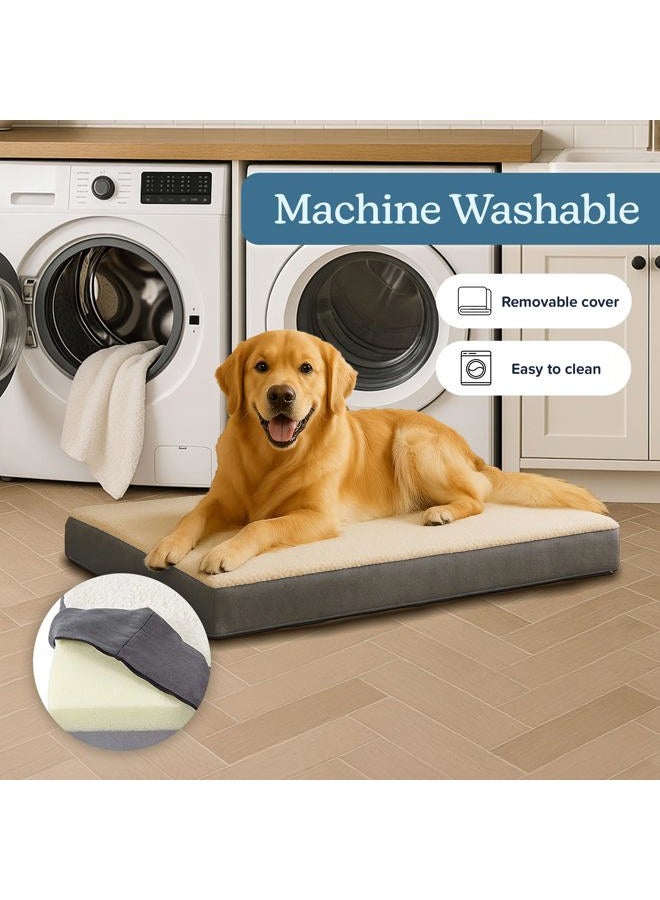 PETMAKER Orthopedic Dog Bed - 2-Layer 36x27-Inch Memory Foam Pet Mattress with Machine-Washable Sherpa Cover for Large Dogs up to 65lbs (Gray) - Image 3