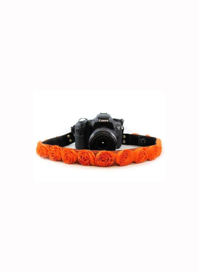 Elite Dose flower pattern neck strap for camera (orange)  - Image 1