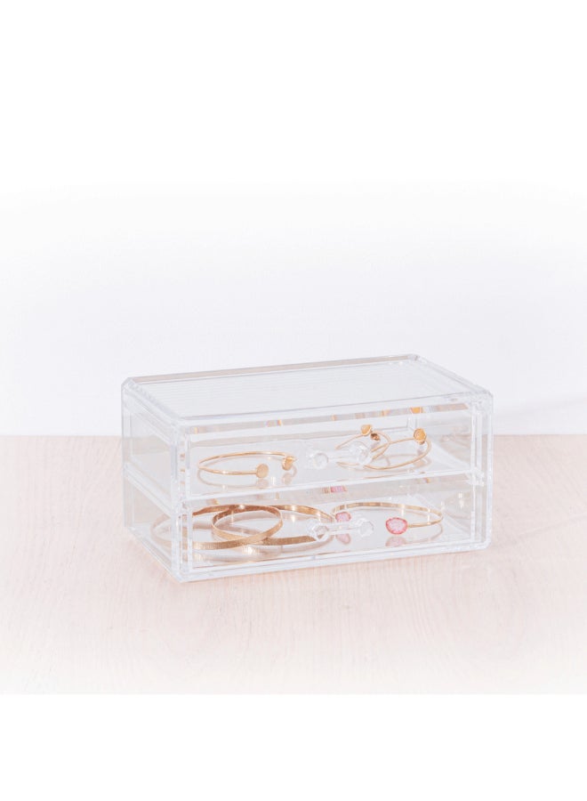 Five Simply Smart Selena 2-Drawer Rectangular Jewelry Box Clear and Black 9.2 x 11.5 x 18.8 cm 155916 - Image 4