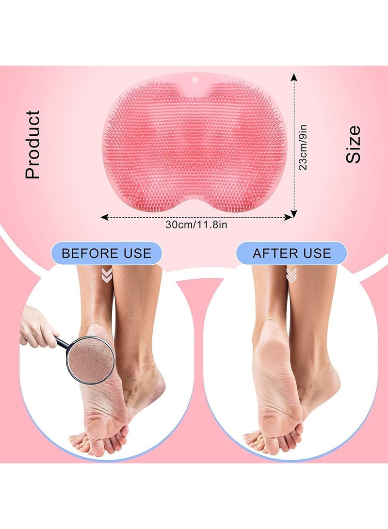 Back Scrubber for Shower, Body Scrubber Mat with Suction Cup for Bathroom Walls, Hands-Free TPE Massager, Non-Slip Foot Pad to Remove Dead Skin with Silicone Back Scrubber(All 2Pcs) - Image 3