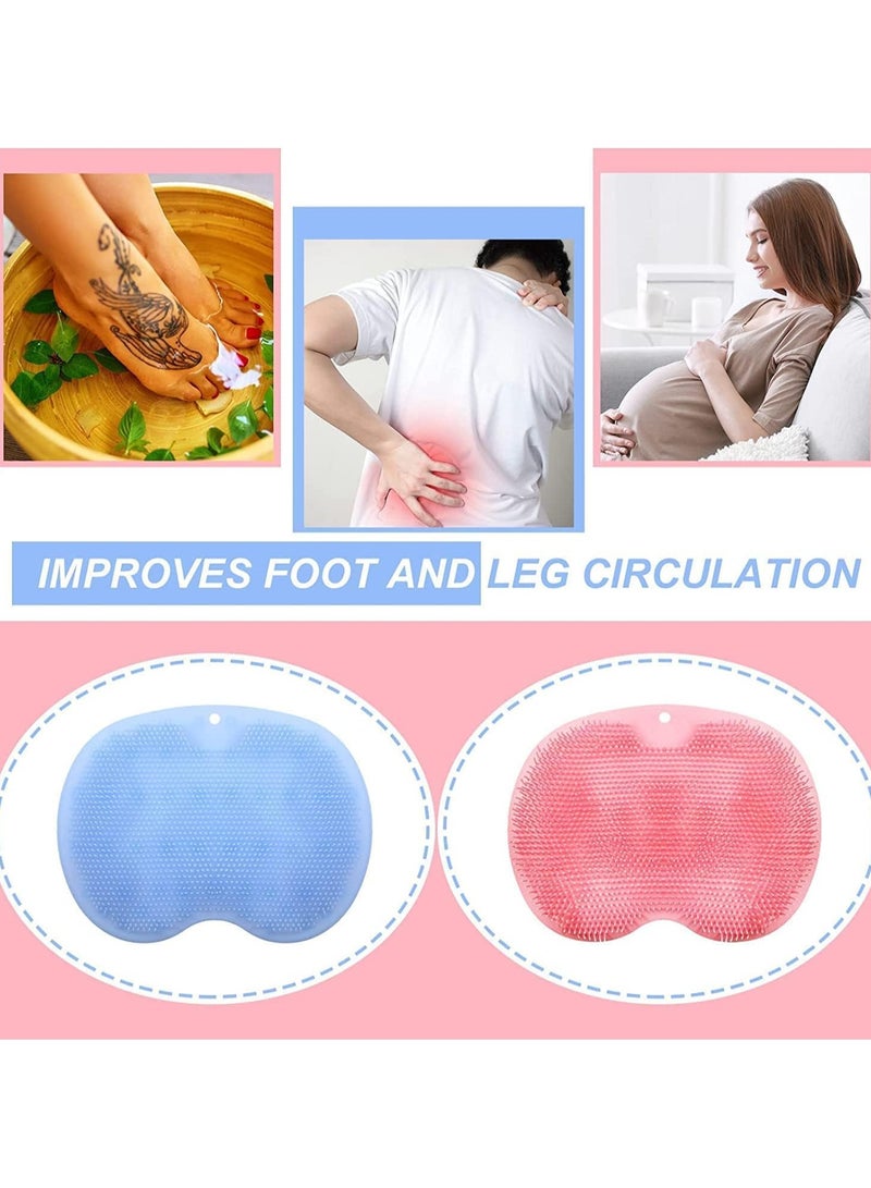 Back Scrubber for Shower, Body Scrubber Mat with Suction Cup for Bathroom Walls, Hands-Free TPE Massager, Non-Slip Foot Pad to Remove Dead Skin with Silicone Back Scrubber(All 2Pcs) - Image 4