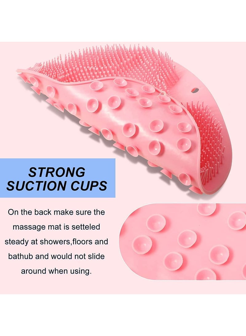 Back Scrubber for Shower, Body Scrubber Mat with Suction Cup for Bathroom Walls, Hands-Free TPE Massager, Non-Slip Foot Pad to Remove Dead Skin with Silicone Back Scrubber(All 2Pcs) - Image 2
