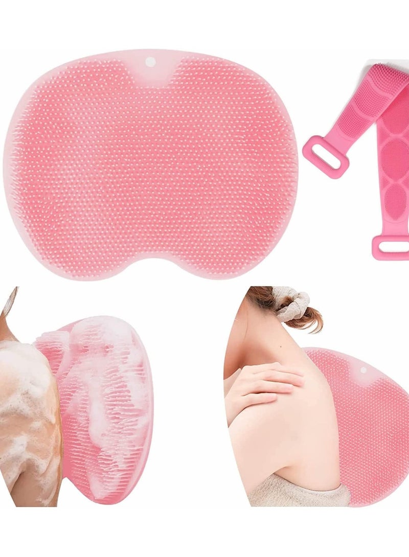 Back Scrubber for Shower, Body Scrubber Mat with Suction Cup for Bathroom Walls, Hands-Free TPE Massager, Non-Slip Foot Pad to Remove Dead Skin with Silicone Back Scrubber(All 2Pcs) - Image 1
