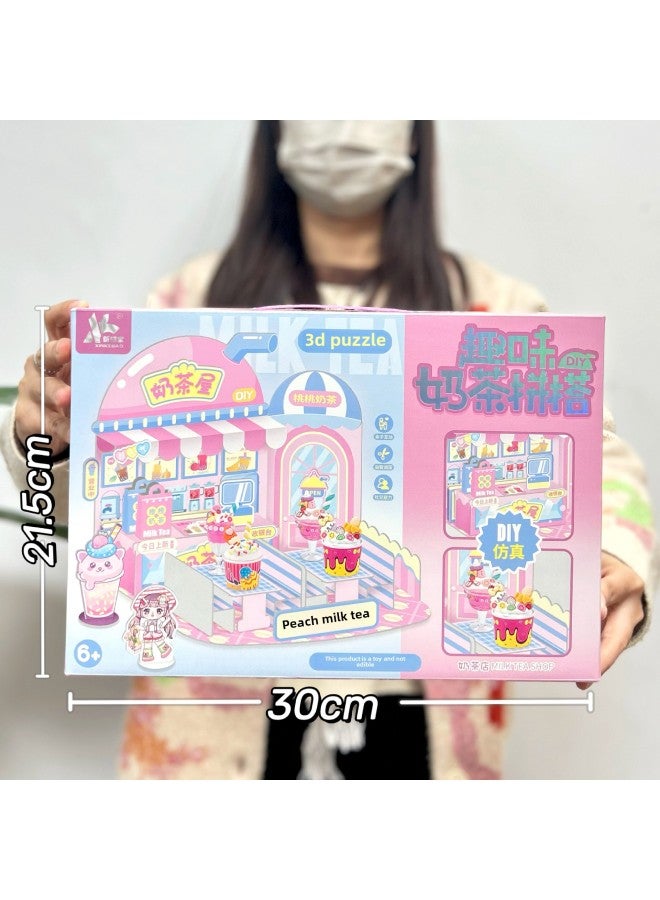 Children And Girls Toys Simulation Kitchen Play House Toys Suit Educational Toys Training Institutions Renewal Gifts-Specifications:0257-19 Milk Tea Diy 【big Gift Box】 - Image 1