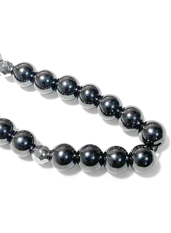 Hematite Prayer Beads (33 Beads) – 8mm Black Stone Rosary with Silver Separators, Metal Closure, Gift Pouch - Image 3