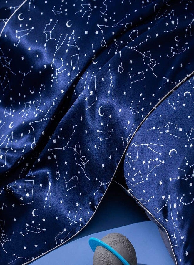 THXSILK Silk Pillowcase for Hair and Skin, 100% Mulberry Silk with Hidden Zipper, 19 Momme Soft and Smooth, Constellation Print Pillow Cover, Queen - Image 4