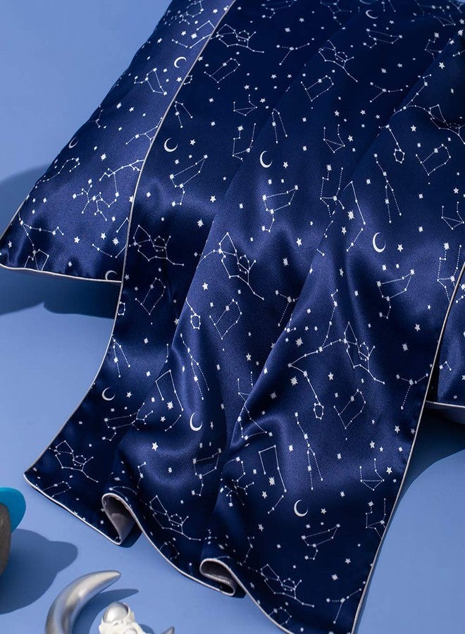 THXSILK Silk Pillowcase for Hair and Skin, 100% Mulberry Silk with Hidden Zipper, 19 Momme Soft and Smooth, Constellation Print Pillow Cover, Queen - Image 2