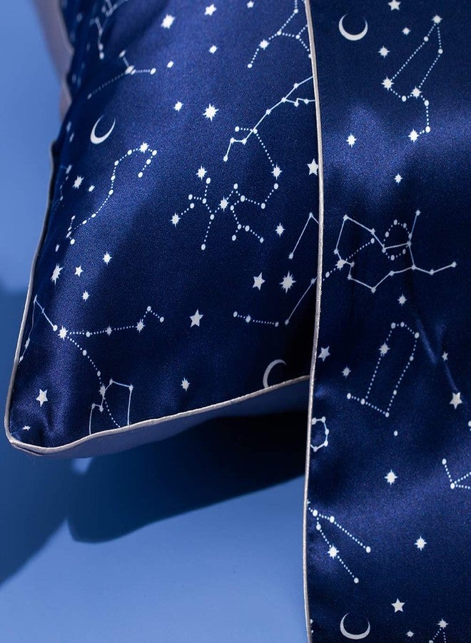 THXSILK Silk Pillowcase for Hair and Skin, 100% Mulberry Silk with Hidden Zipper, 19 Momme Soft and Smooth, Constellation Print Pillow Cover, Queen - Image 5
