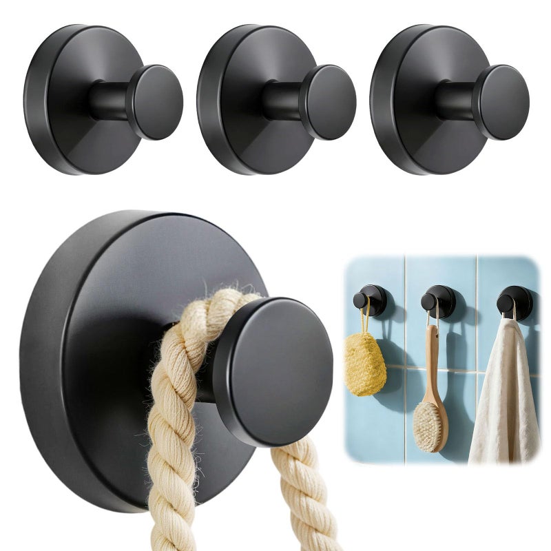 awrose 4 Packs Suction Cup Hooks For Shower  Heavy-Duty Wreath Hangers For Front Door  No Drill Glass Door Shower Suction Hooks No Damage For Walls Bathroom Kitchen Window Mirror Tile Towel Coat Robe Loofah - Image 1