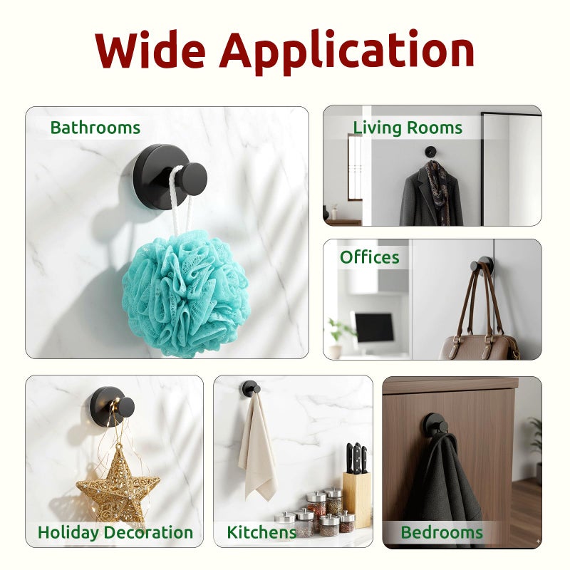 awrose 4 Packs Suction Cup Hooks For Shower  Heavy-Duty Wreath Hangers For Front Door  No Drill Glass Door Shower Suction Hooks No Damage For Walls Bathroom Kitchen Window Mirror Tile Towel Coat Robe Loofah - Image 5