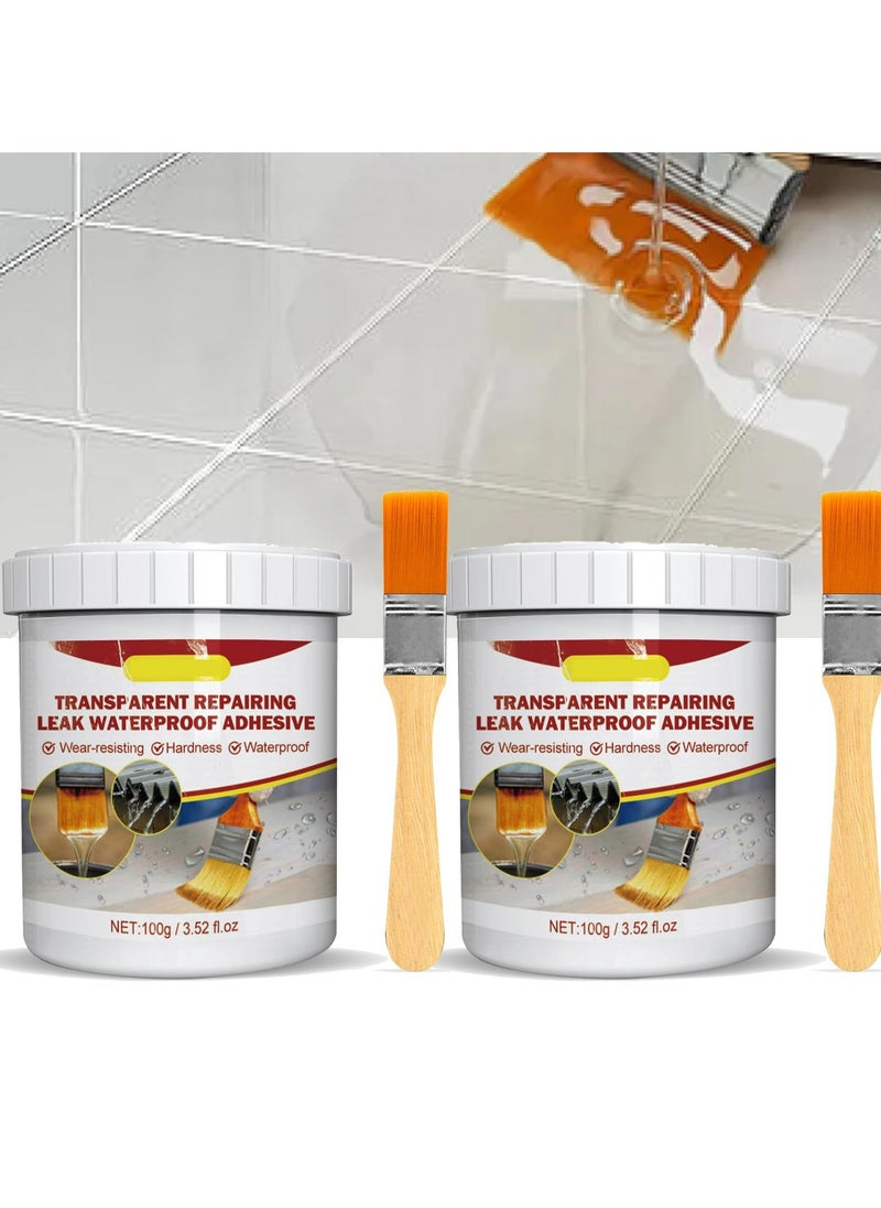 CMGTYYD Transparent Waterproof Coating, Invisible Waterproof Agent Transparent Repairing Leak Waterproof Adhesive, Clear Waterproof Seal Liquid for Indoor & Outdoor (100g*2PCS)  - Image 1