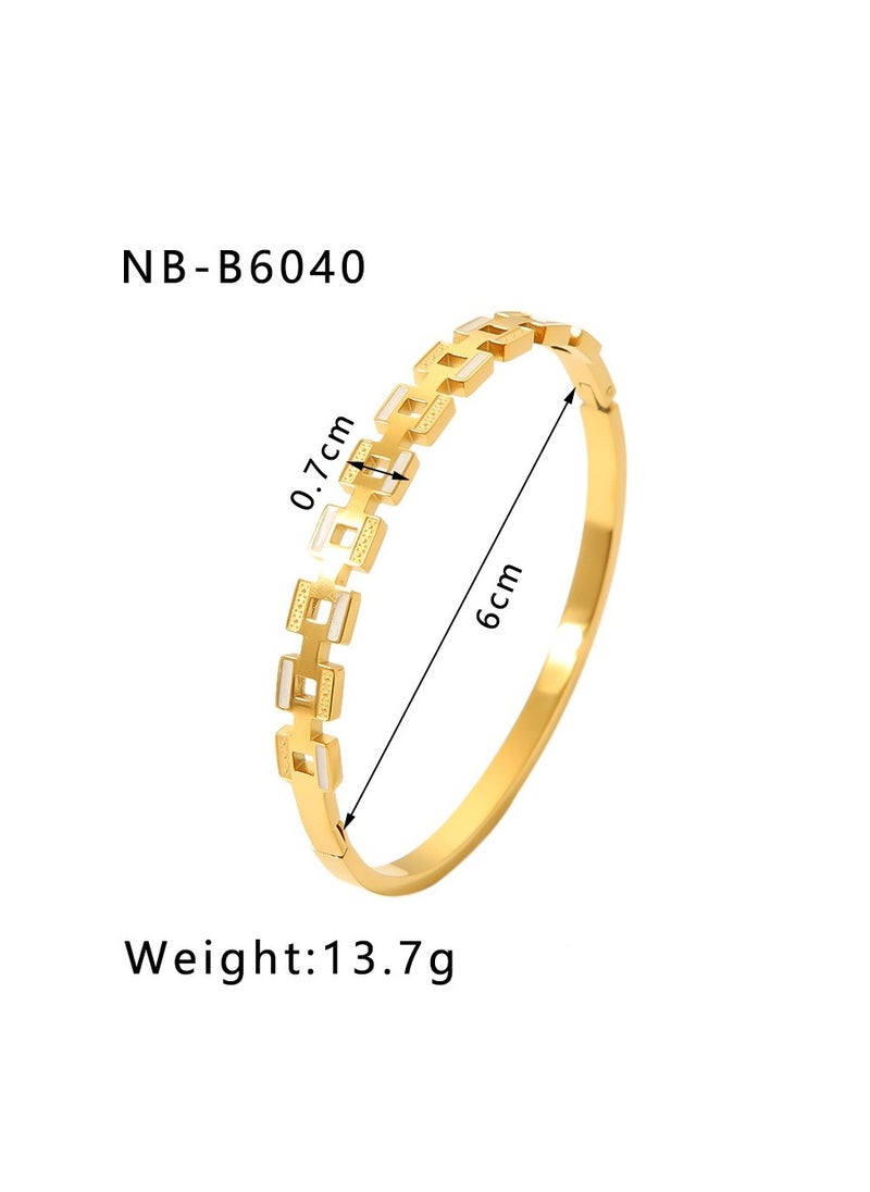 JOOLI - Simple geometric titanium steel bracelet feminine fashion gold zircon clover stainless steel hand ornament - Image 1