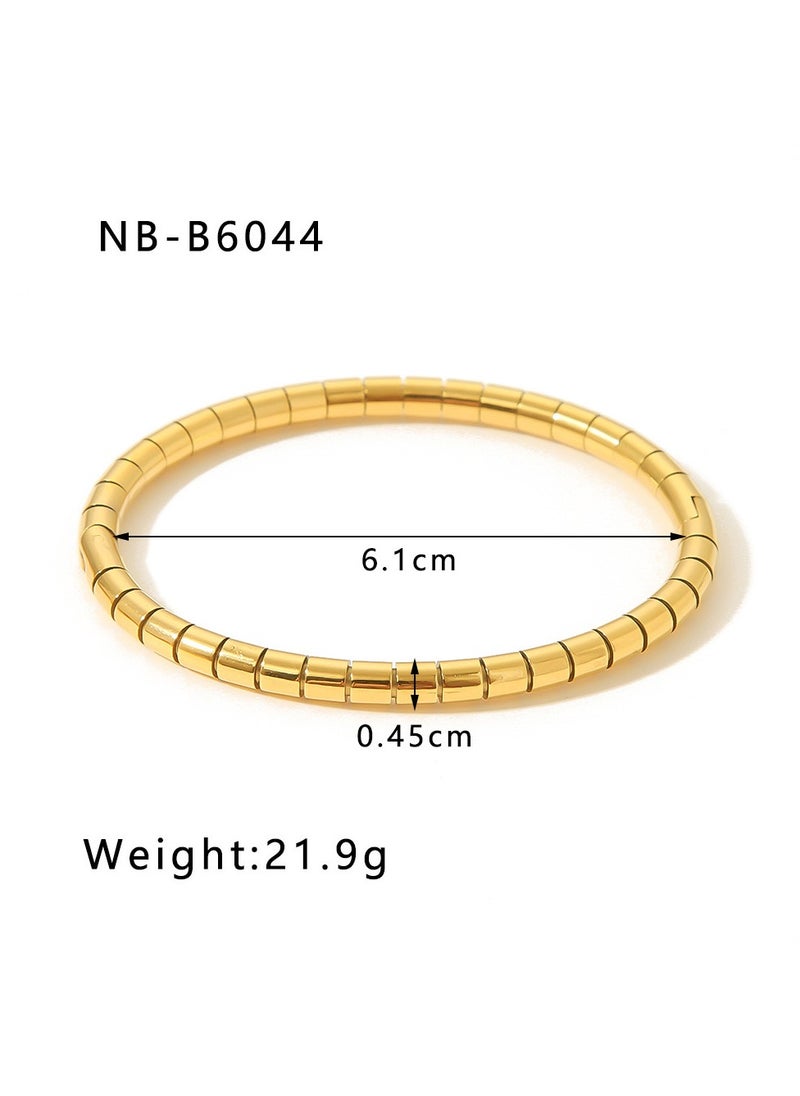 JOOLI - Simple geometric titanium steel bracelet feminine fashion gold zircon clover stainless steel hand ornament - Image 1